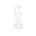Snake and bowl medical symbol monochrome art design